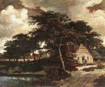  landscape canvas - Landscape with a HutMeindert Hobbema woods forest